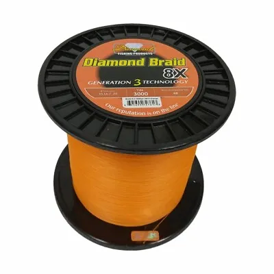 Momoi Diamond Braid Generation III Fishing Line 8X - Orange - 100lb - 3000 Yards • $259.99