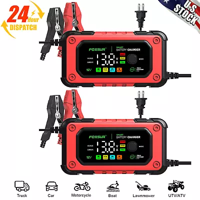 2PC Car Battery Charger 12V 7A Maintainer Trickle Charger Motorcycle AGM LiFePO4 • $30.99