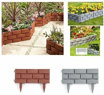 Flexible Garden Lawn Grass Edging Border Flower Panel Brick Effect Wall Fence  • £10.95