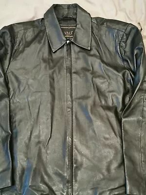 Mens Smart Leather Jacket Size Large Black • £34.99