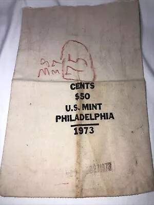 Vintage Canvas  Money Bag - U.S. Mint Philadelphia 1973- 11.5x17 • $35