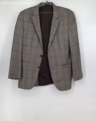 HUGO BOSS Men's Gray Guabello Plaid Notch Lapel Two-Button Blazer - Size 40R • $15