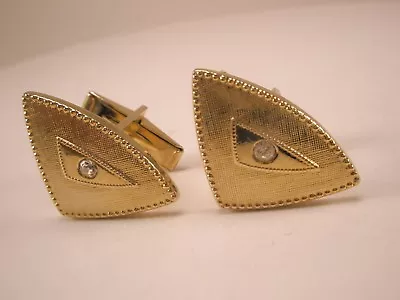 White Rhinestone Unique Shape Vintage Quality Cuff Links Plain Simple • $32.49