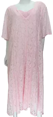 Vtg Starina Dress Womens 3X Pink 90s Maxi Lace Boho Grunge Romantic Rayon • $34.99