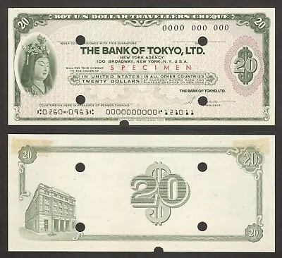 Japan - The Bank Of Tokyo - 20 Dollars - Travellers Cheque - SPECIMEN • $8.99