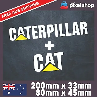 Caterpillar + CAT White 2 Sticker Set Tradie Car Ute Truck Window Decal • $4.99