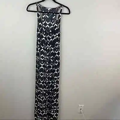 Volcom Black & White Racer Back Chevron Stripe Maxi Dress Front Snaps Small • $14.99