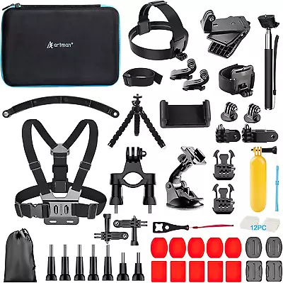 Artman Action Camera Accessories Kit 58-In-1 Gopro Hero 11 10 9 8 Gopro MAX Gopr • $64.28