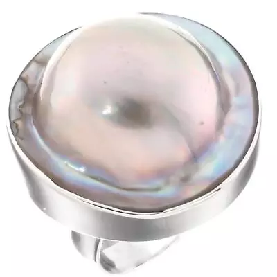 925 Silver Opulent Mabe Blister Pearl In Shell Sterling Us 6 Ring 7/8  • $34.95