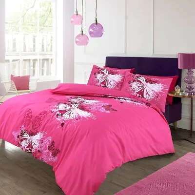 £12.95 • Buy Pink Purple Printed Large Butterfly Girls Kids Duvet Quilt Cover Bedding Sets