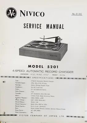 JVC - Nivico - 5201 - 4-Speed Automatic Record Changer - Service Manual • $15