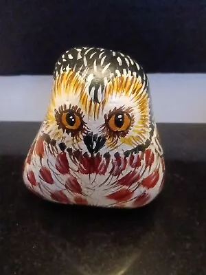 Vintage Art Deco  Hand Painted Owl On A Rock Signed On Bottom. Beautiful  • $17.24