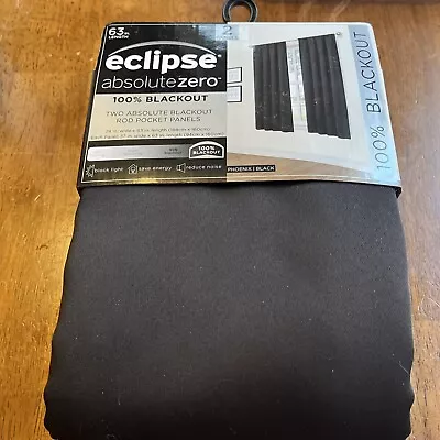 New Eclipse Phoenix 100% Blackout Rod Pocket Panels Black 74W X 63L 2 Panels • $8