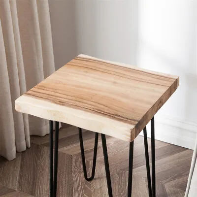 Natural Wood Square Coffee Side Table With Hairpin Legs 16 X16 X21  H Rustic • $59.49