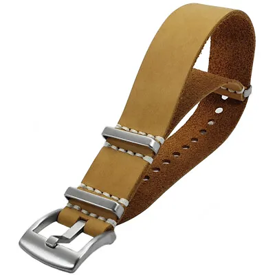 Genuine Leather NATO G10 Watch Strap Vintage Style 20mm 22mm • £11.29