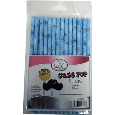 Snowflake Cake Pop Sticks Candy Lollipop And Cookie Straws 25 Pcs 6  Long • $7.25