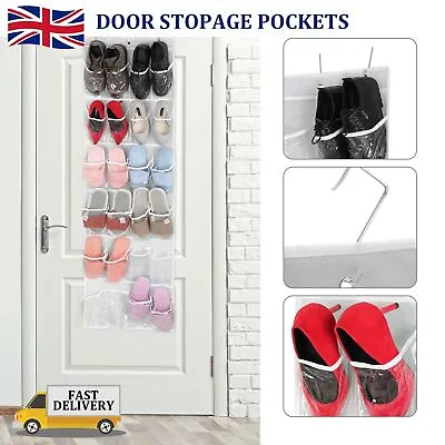 24 Pocket Hanging Shoe Holder Over Door-Storage Box Closet Organizer Rack Hanger • £5.99