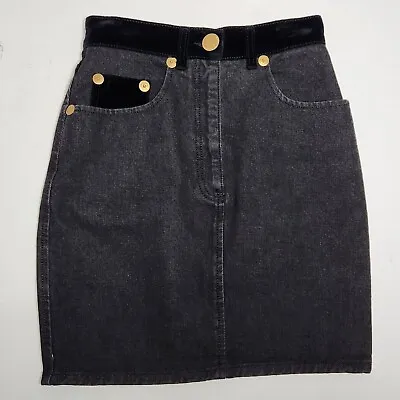 Moschino Jeans Denim Skirt Womens Size 6 Black Love Glitter Pocket • $39.99