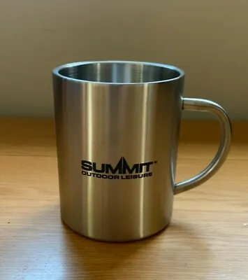 1 X Brushed Stainless Steel Double Walled 450ml Mug Camping Caravan Camp • £7.95