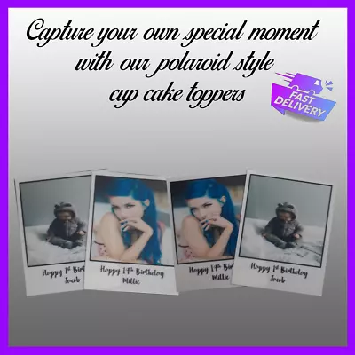 POLAROID EDIBLE PHOTO Cake Topper Personalised Image Quality ICING OR WAFER • £3.99