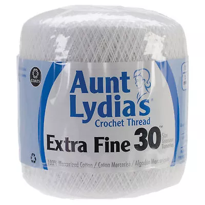 Aunt Lydia's Extra Fine Crochet Thread Size 30-White 180-201 • £11.48