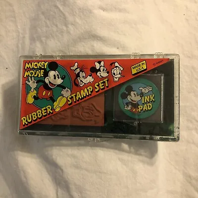 Vintage Disney Mickey Mouse Rubber Stamp Set Mickey Minnie Donald Goofy Ink Pad • $21.99