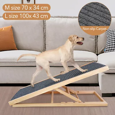 Dog Ramp Pet Ramp Adjustable Heights Portable Dogs Stairs For Bed Sofa Car 100cm • $44.99