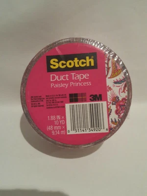 $7 • Buy  3M Scotch Duct Tape Paisley Princess / 1.88 X10 Yds Each / Designer Tape / Pink