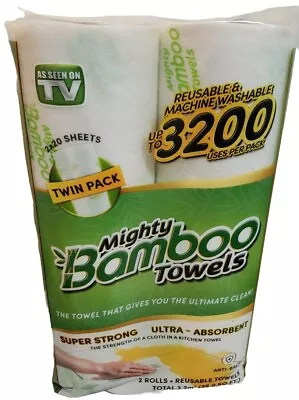 Mighty Bamboo Towels Super-absorbent Reusable 1 Pack 2 Rolls As Seen On TV New  • $12.49