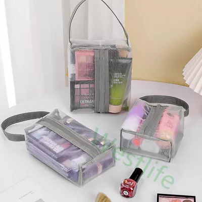 Toiletry Bag Nylon Clear Mesh Cosmetic Make-up Pouch Travel Storage Organizer • £3.98