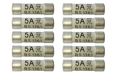 5A Consumer Unit Fuses (10 Pack) BS1361 5 Amp Lighting Circuit Cartridge Fuses • £6.89