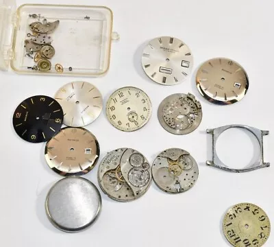  Vintage Wrist Watch Faces Parts Pieces Backings Movements Various Elgin Benrus • $18.28