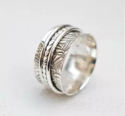 Spinner Ring 925 Sterling Silver Handmade Jewelry Meditation Ring Gifts ST48 • $8.99