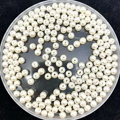 £2.49 • Buy Ivory Glass Pearls - Round Pearl Beads 3mm 4mm 6mm 8mm 10mm 12mm Wedding Bridal