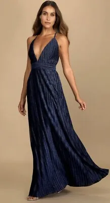 Lulus Maxi Gown Dress Dark Blue Size M Mardi Gras Gown • $39.99