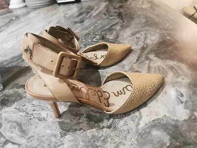 Designer Sam Edelman Gorgeous Gold &Nude Leather Ankle Strap Heels 37 / 4  • £15