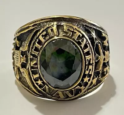 Vintage Ring UNITED STATES NAVY MOSS GREEN Stone Vietnam War Era • $30.99