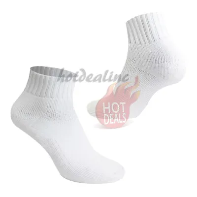3/6/12 Pairs Men's Sports Athletic White Thick Cotton Ankle Low Cut Socks • $5.99