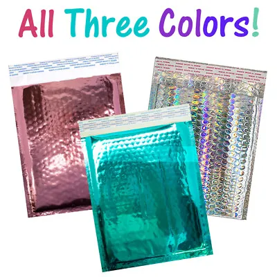 8.5x12 Holographic Pink Teal METALLIC BUBBLE MAILERS  Poly Padded Envelopes! • $15.95