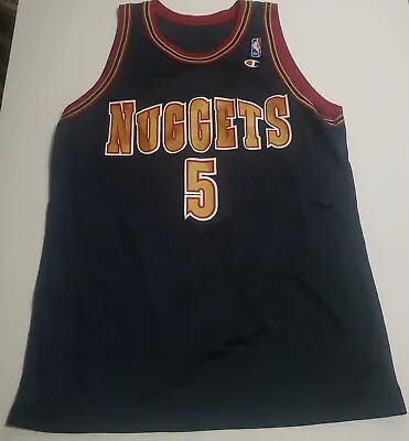 Vintage Jalen Rose Denver Nuggets Champion Jersey Mens 40 Basketball Michigan • $34.99