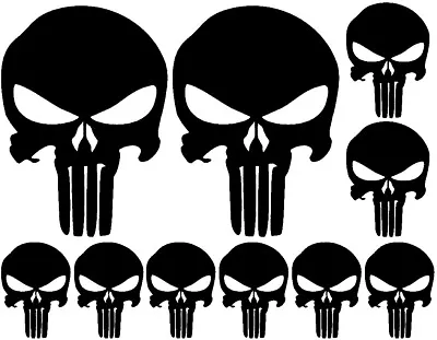 10 Pack Of Punisher Skull Vinyl Decal Window Stickers Choose Color! Buy 2 Get 1 • $5.99