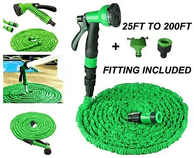 £16.98 • Buy FLEXIBLE GARDEN HOSE EXPANDABLE EXPANDING 25FT TO 200FT WATER PIPE Spray Nozzle