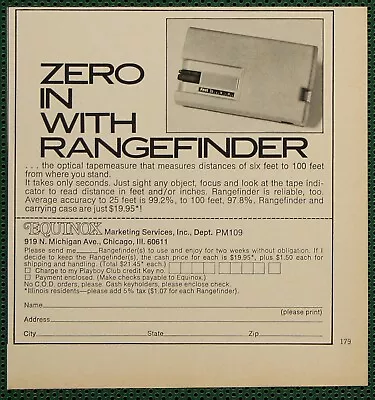 Equinox Optical Tape Measure Rangefinder Distance Vintage Print Ad 1975 • $5.25