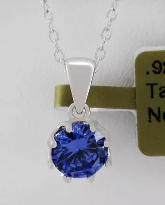 LAB CREATED  1.15 Cts TANZANITE PENDANT NECKLACE .925 STERLING SILVER - NWT • $0.99