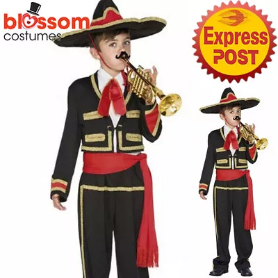 EY96 Boys Mexican Mariachi Costume Kids Book Week Salsa Spanish Musician Outfit • $22.87