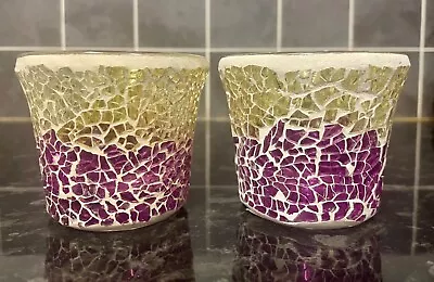 Yankee Candle Purple & Gold Smashed Mosaic Votive Holder X 2 • £7.99