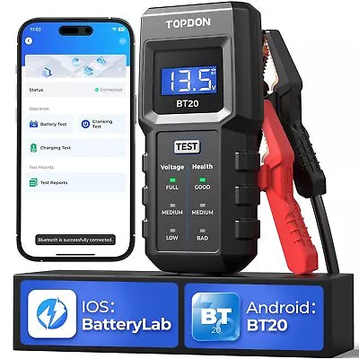 TOPDON BT20 Car Battery Load Tester Charging System Analyzer 100-2000CCA 12V US • $18.99