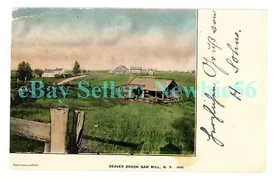 Narrowsburg NY - SAW MILL AT BEAVER BROOK - Postcard Catskills Logging • $10