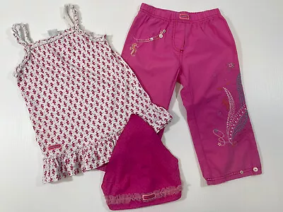 Naartjie Girls Cotton Pink Seahorse Tank Top Crop Pant Head Scarf 3Pc Set Size 7 • $22.99