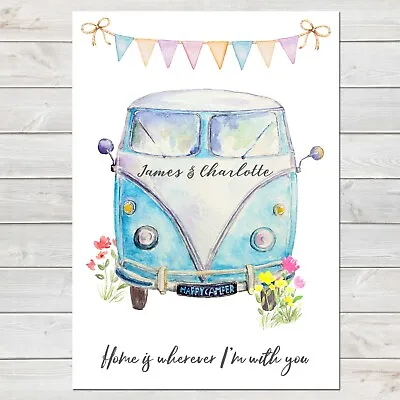 Personalised Campervan Couples Print Wedding / Anniversary / Valentines Gift • £7